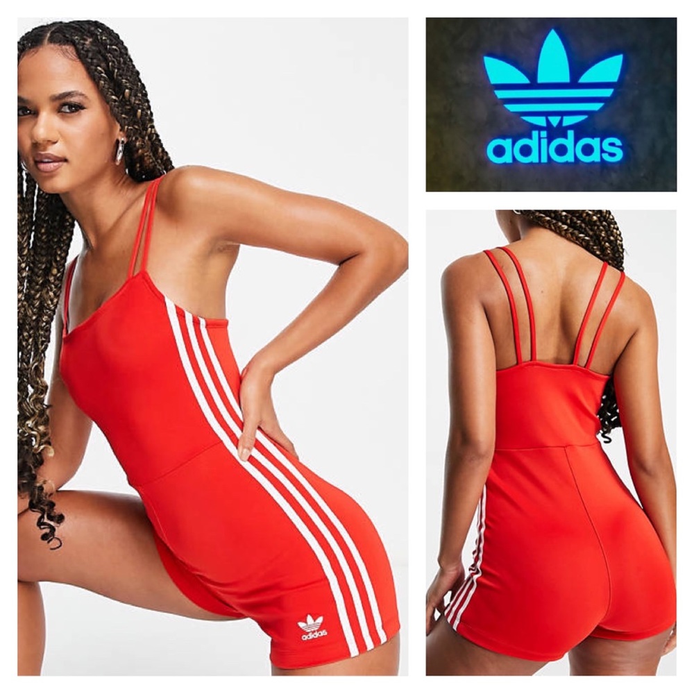 Adidas originals red 3-striped jumpsuit
